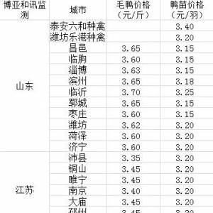 5月27日博亞和訊毛鴨價(jià)格監(jiān)測(cè)